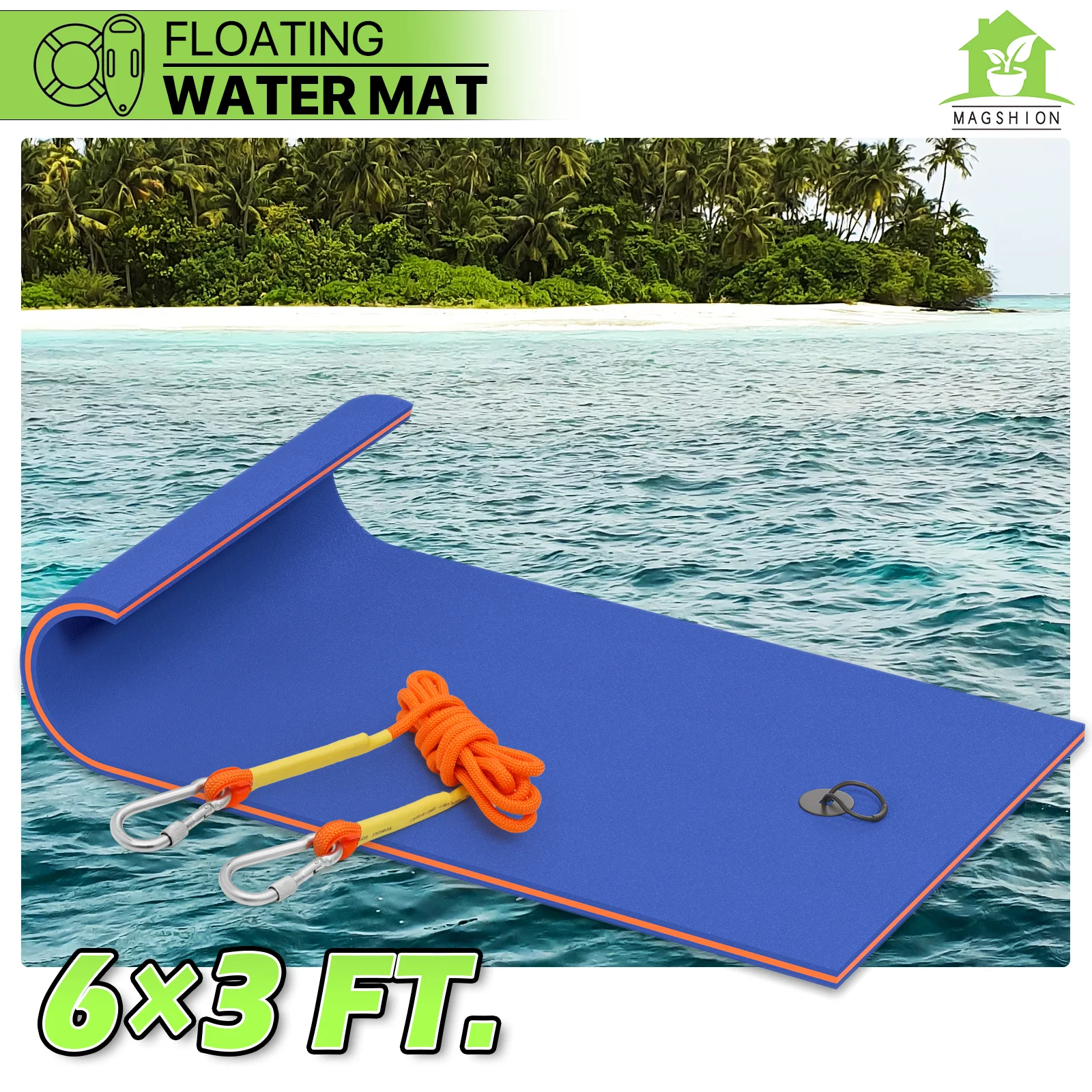 Blue 6x3FT XPE Foam Water Floating Mat W15510