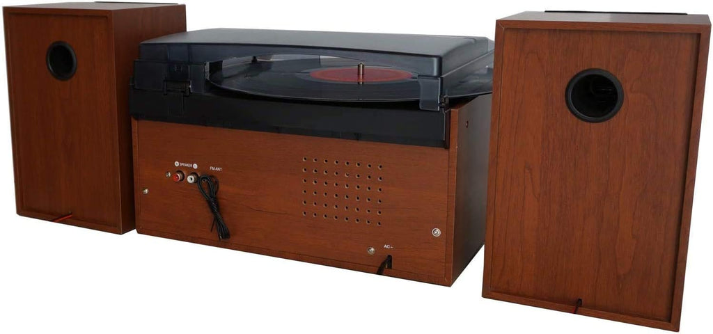 Bluetooth Record Player Turntable with AM/FM Radio, CD/Cassette Player, 2 Stereo Speakers T5853