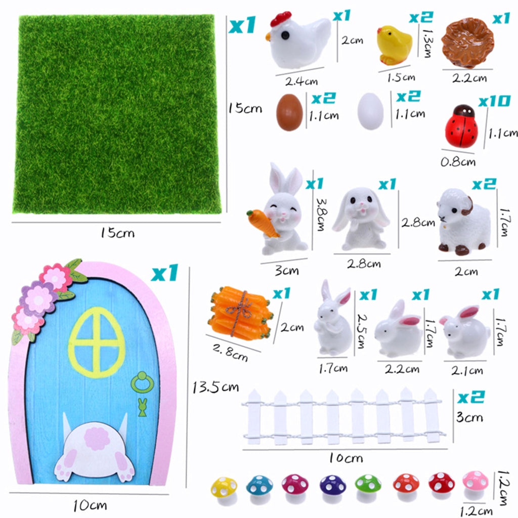 Dollhouse Miniature Rabbit Door Model Accessories Props K453